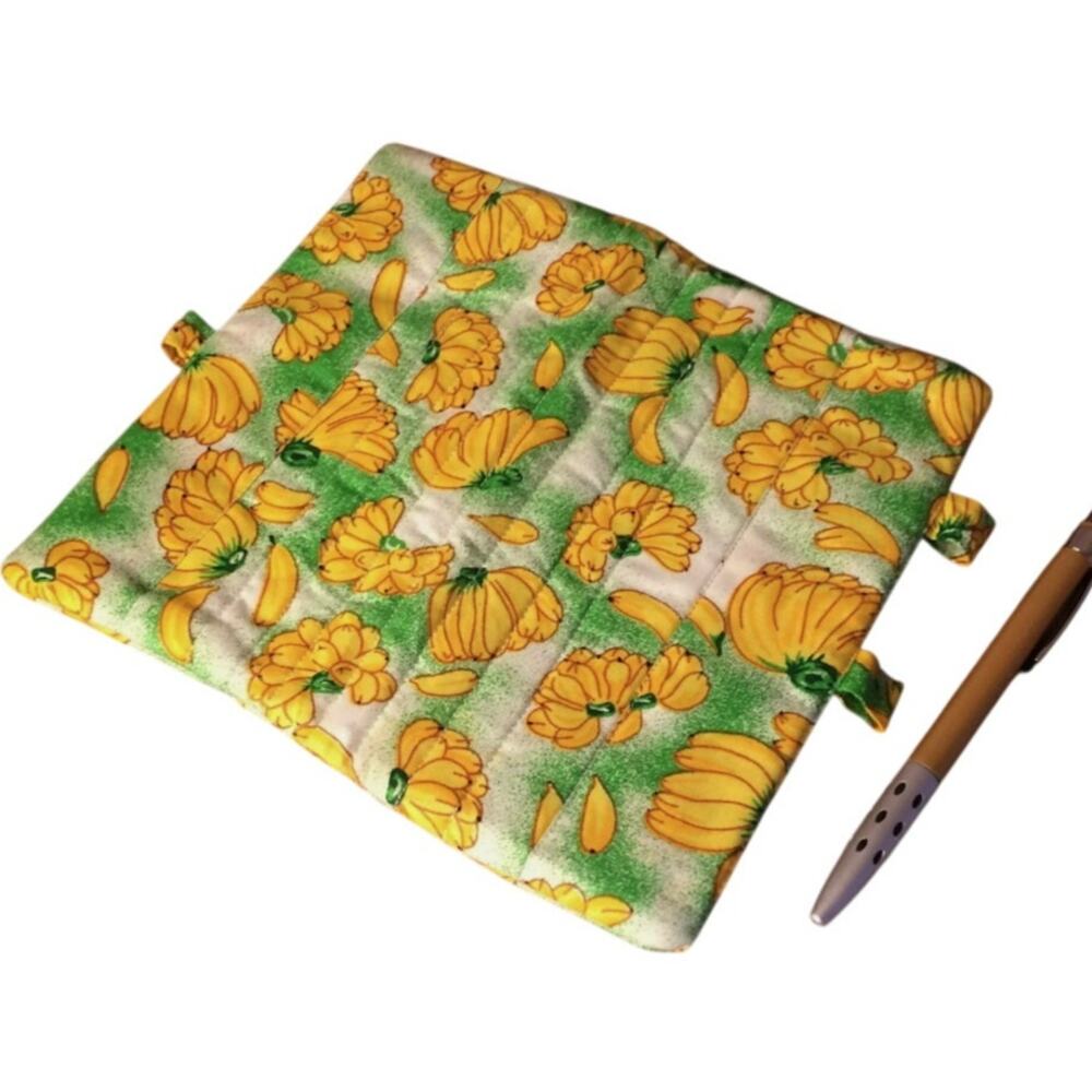 Fabric Checkbook Cover Banana Bunches Pattern Handmade Soft Quilted